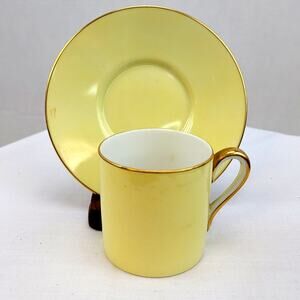 Noritake China Japan Small Demitasse Yellow Gold Trimmed Cup and Saucer No Flaws